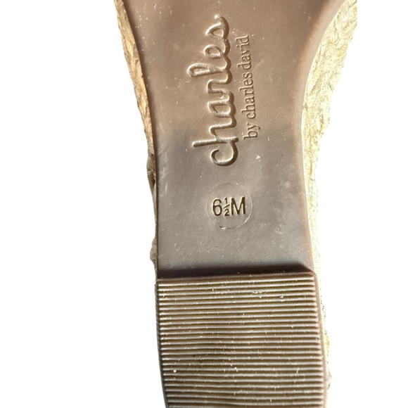 Charles David Black Beige Wedge Sandals Size 6.5 - Picture 10 of 11
